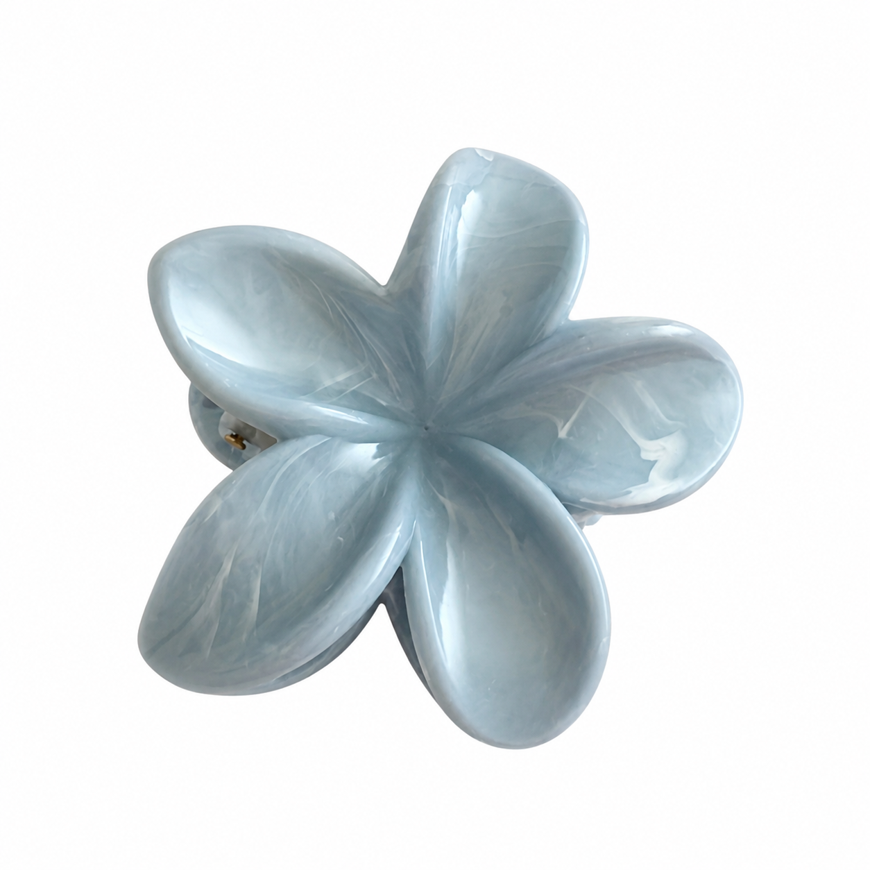 Claw Clip Flor Celeste Nacarada - vista frontal pétalos