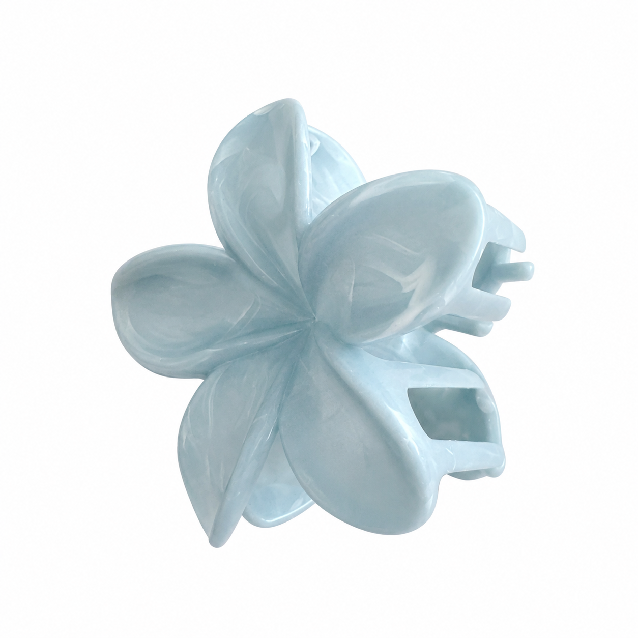 Claw Clip Flor Celeste Nacarada - vista lateral con dientes