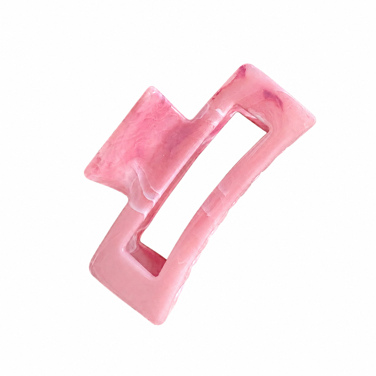 Claw Clip Geométrico Rosa Nacarado - vista lateral