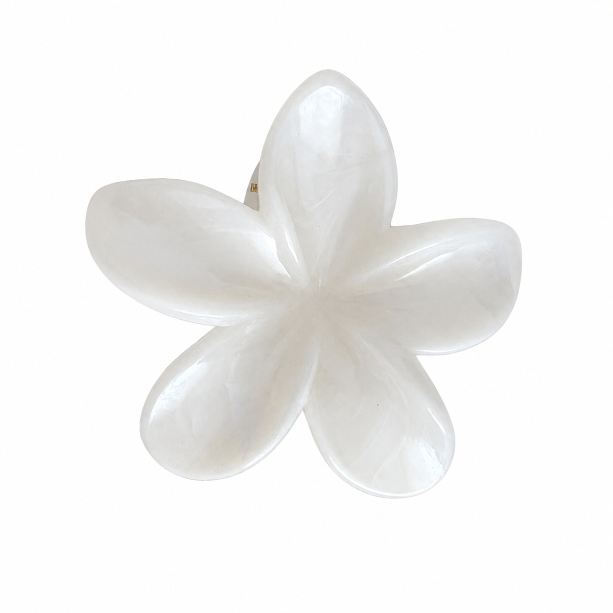 Claw Clip Flor Nacarada Blanca - vista pétalos redondeados