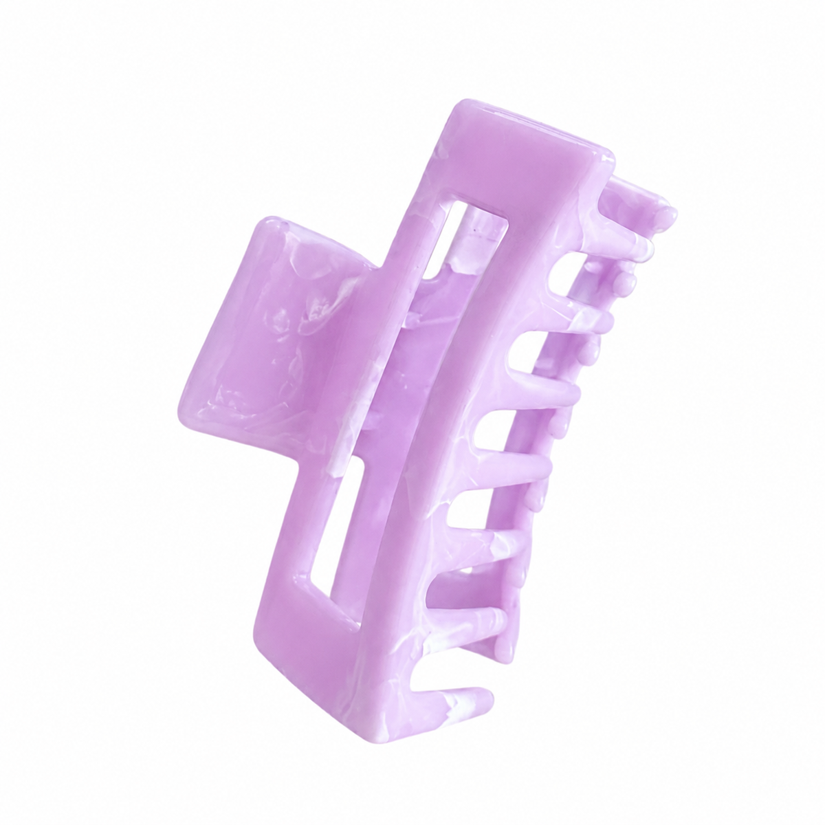 Claw Clip Rectangular Lavanda Nacarado - vista con dientes