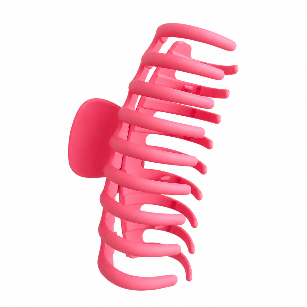 Claw Clip Grande Fucsia Mate - vista lateral dientes curvados