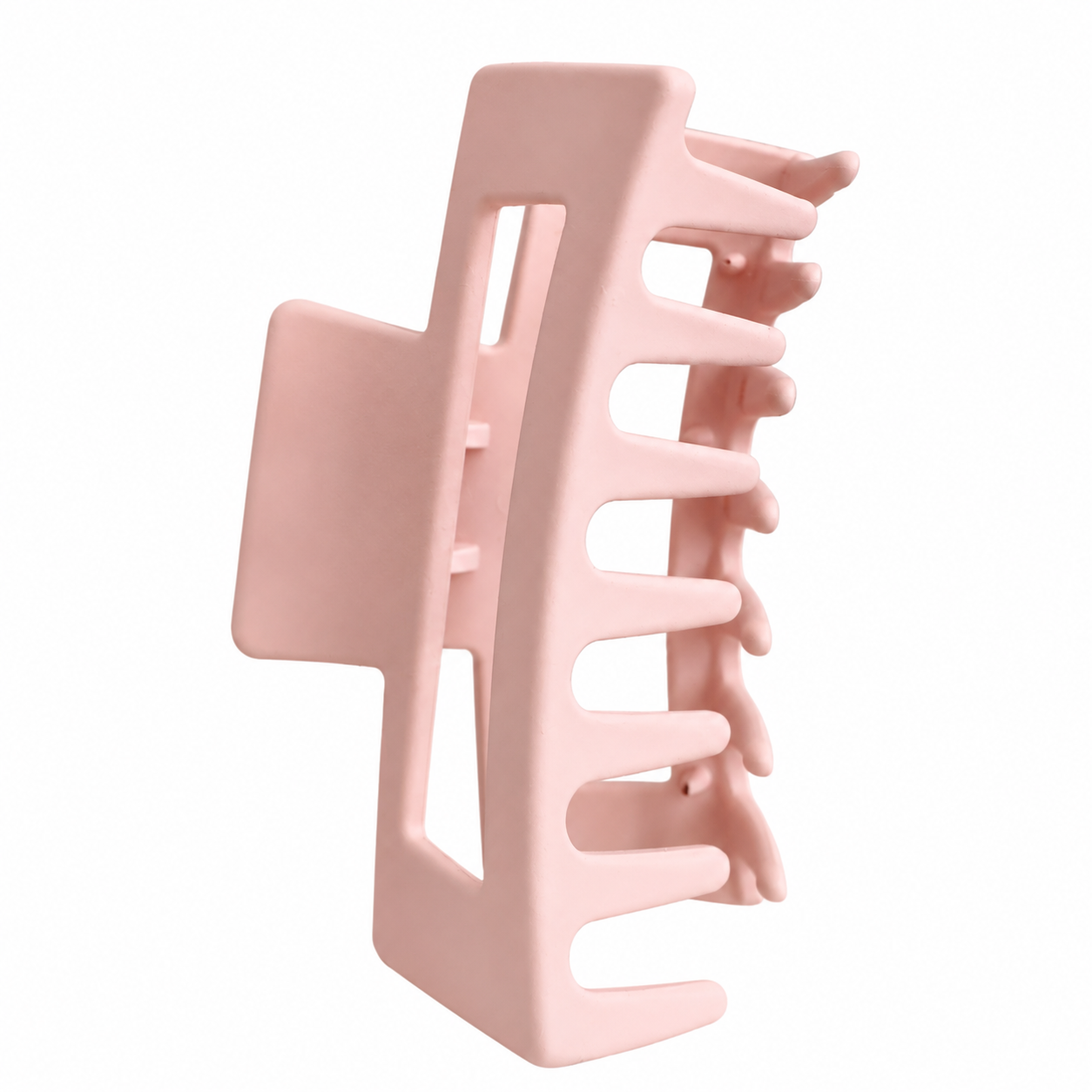 Claw Clip Grande Rosa Mate - vista lateral dientes