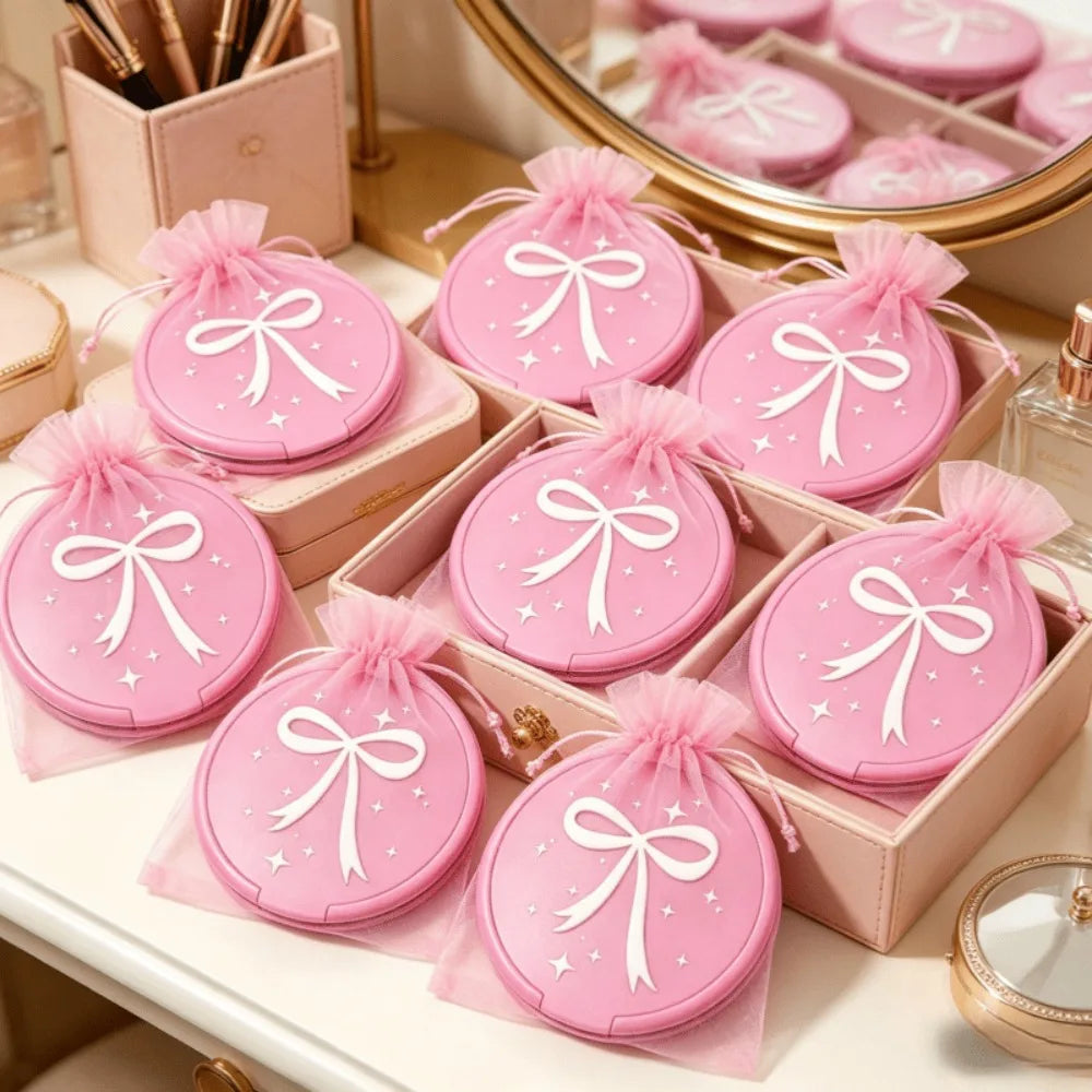 Espejo Compacto Lazo Rosa ✨🎀