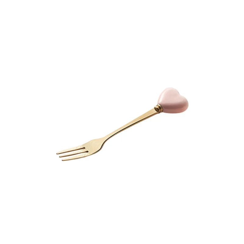 Set Heart Gold – Cubiertos de Acero Inoxidable