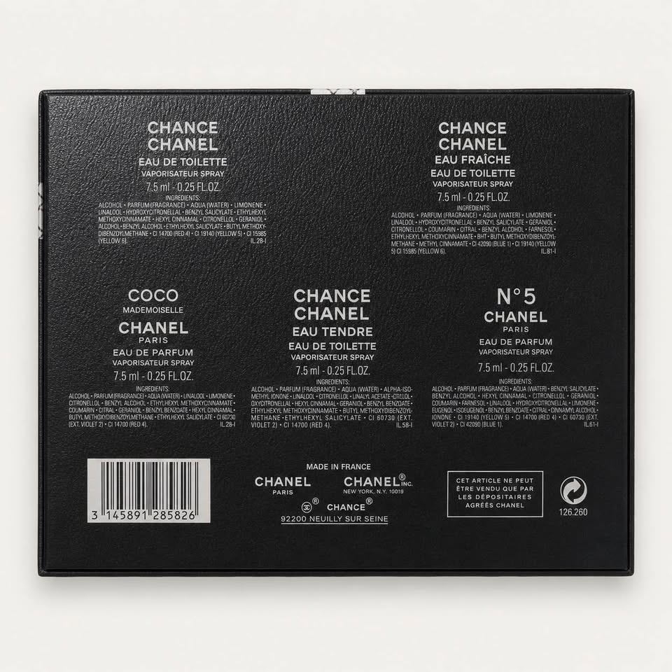 Set de Regalo Mini Perfumes Chanel 5 Piezas Caja Negra