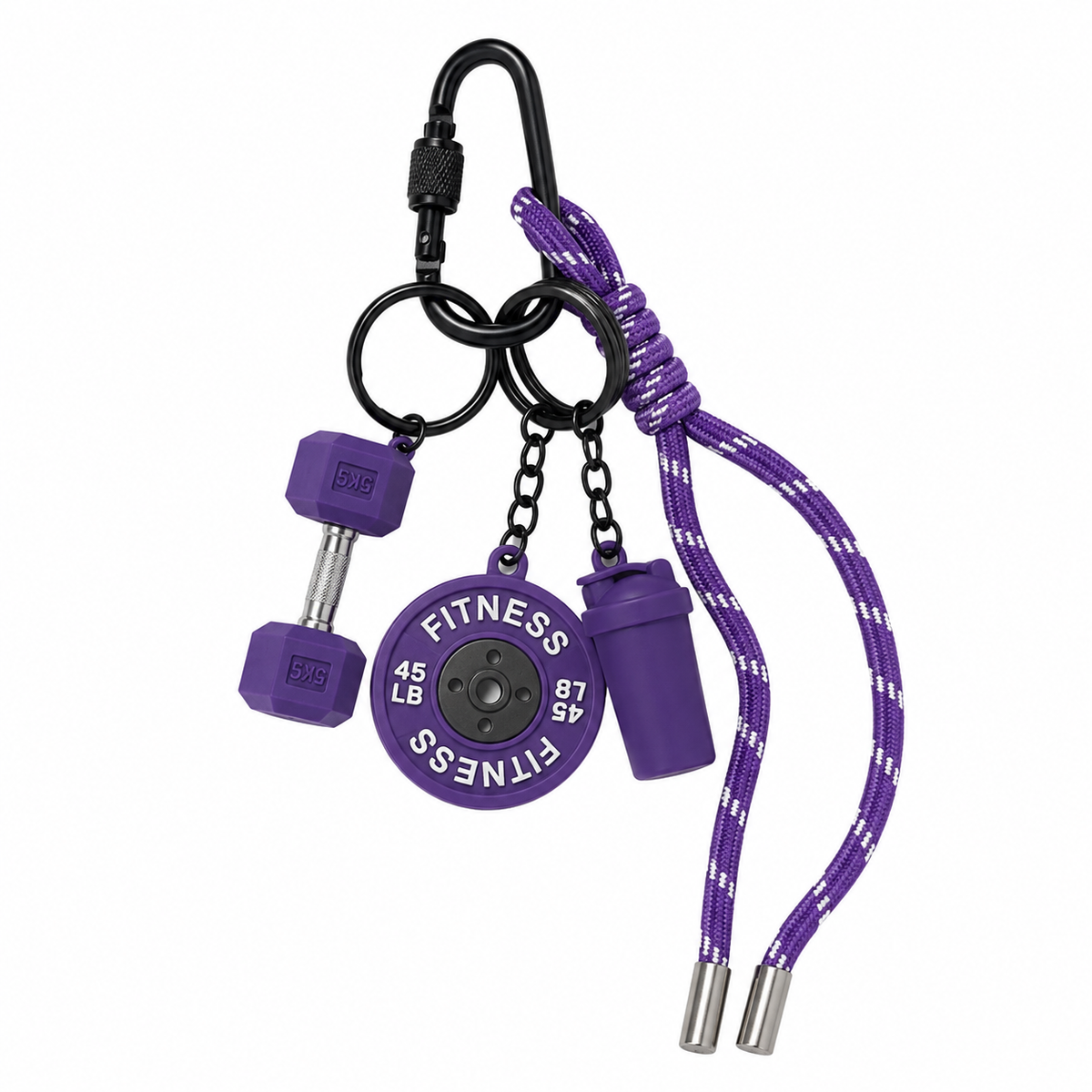 Llavero Rosa Fitness - Stanley mini, audífonos y mosquetón corazón